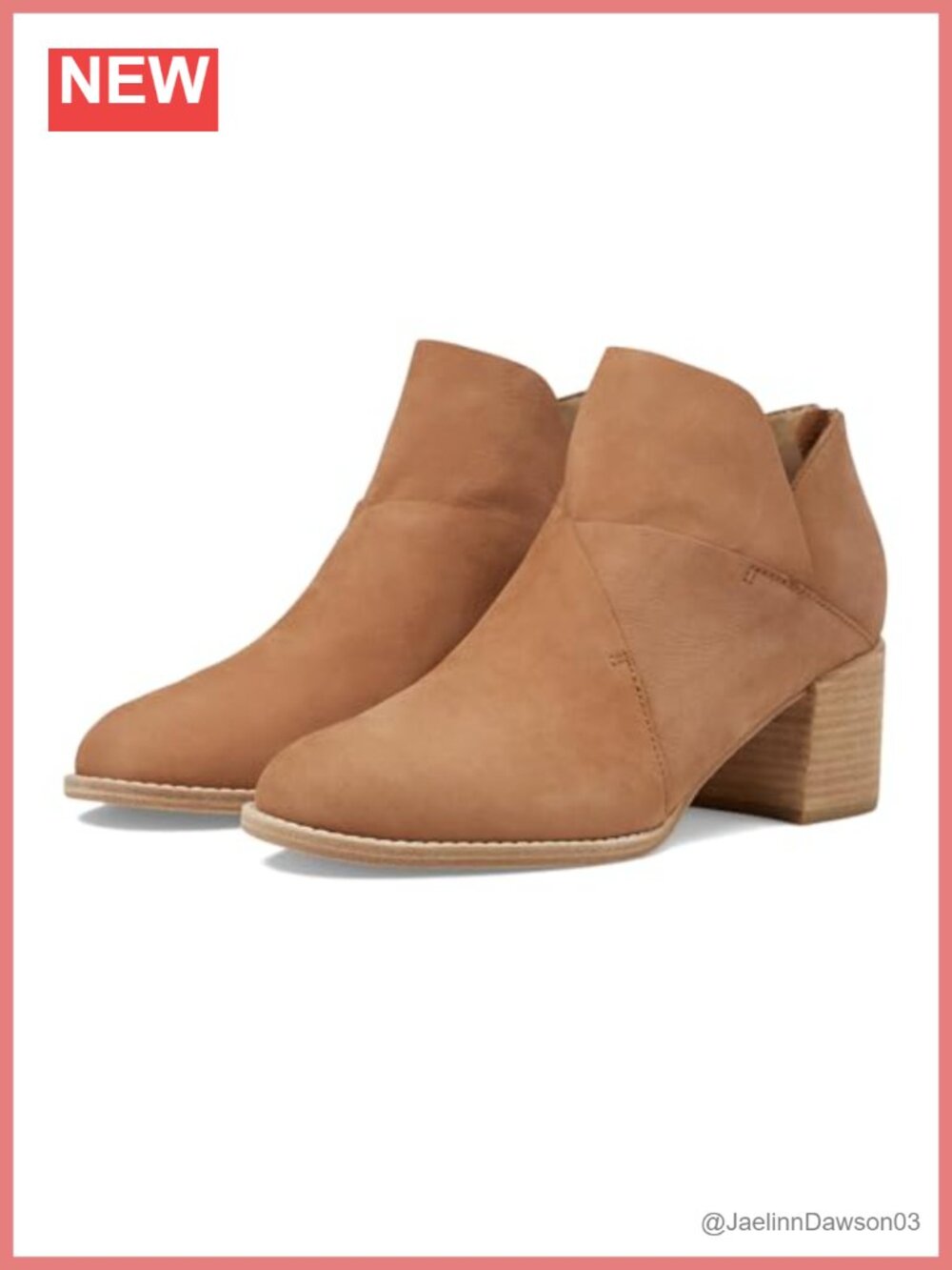 Leather Ankle Bootie with Round Toe, Block Heel, Back-Zip Closure